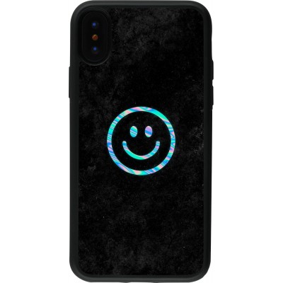 iPhone X / Xs Case Hülle - Silikon schwarz Happy smiley irisirt
