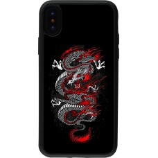 iPhone X / Xs Case Hülle - Silikon schwarz Japanese style Dragon Tattoo Red Black