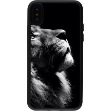 Hülle iPhone X / Xs - Silikon schwarz Lion looking up
