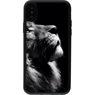 Hülle iPhone X / Xs - Silikon schwarz Lion looking up