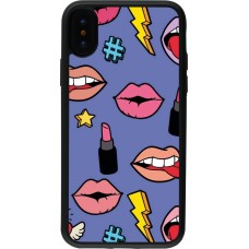 iPhone X / Xs Case Hülle - Silikon schwarz Lips and lipgloss