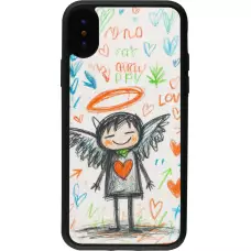 iPhone X / Xs Case Hülle - Silikon schwarz Little Angel Sketch Love
