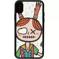 iPhone X / Xs Case Hülle - Silikon schwarz Little Girl Sketch