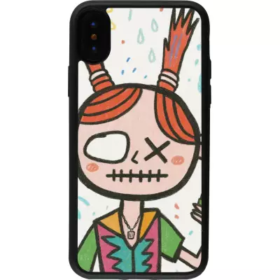 iPhone X / Xs Case Hülle - Silikon schwarz Little Girl Sketch