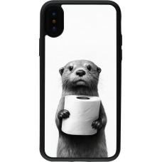 iPhone X / Xs Case Hülle - Silikon schwarz Otter Toilettenpapier