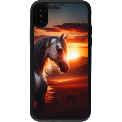 Coque iPhone X / Xs - Silicone rigide noir Majestic Sunset Horse