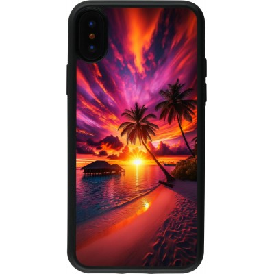 iPhone X / Xs Case Hülle - Silikon schwarz Malediven Abenddämmerung Glückseligkeit