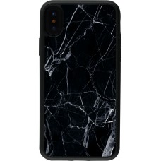 Coque iPhone X / Xs - Silicone rigide noir Marble Black 01