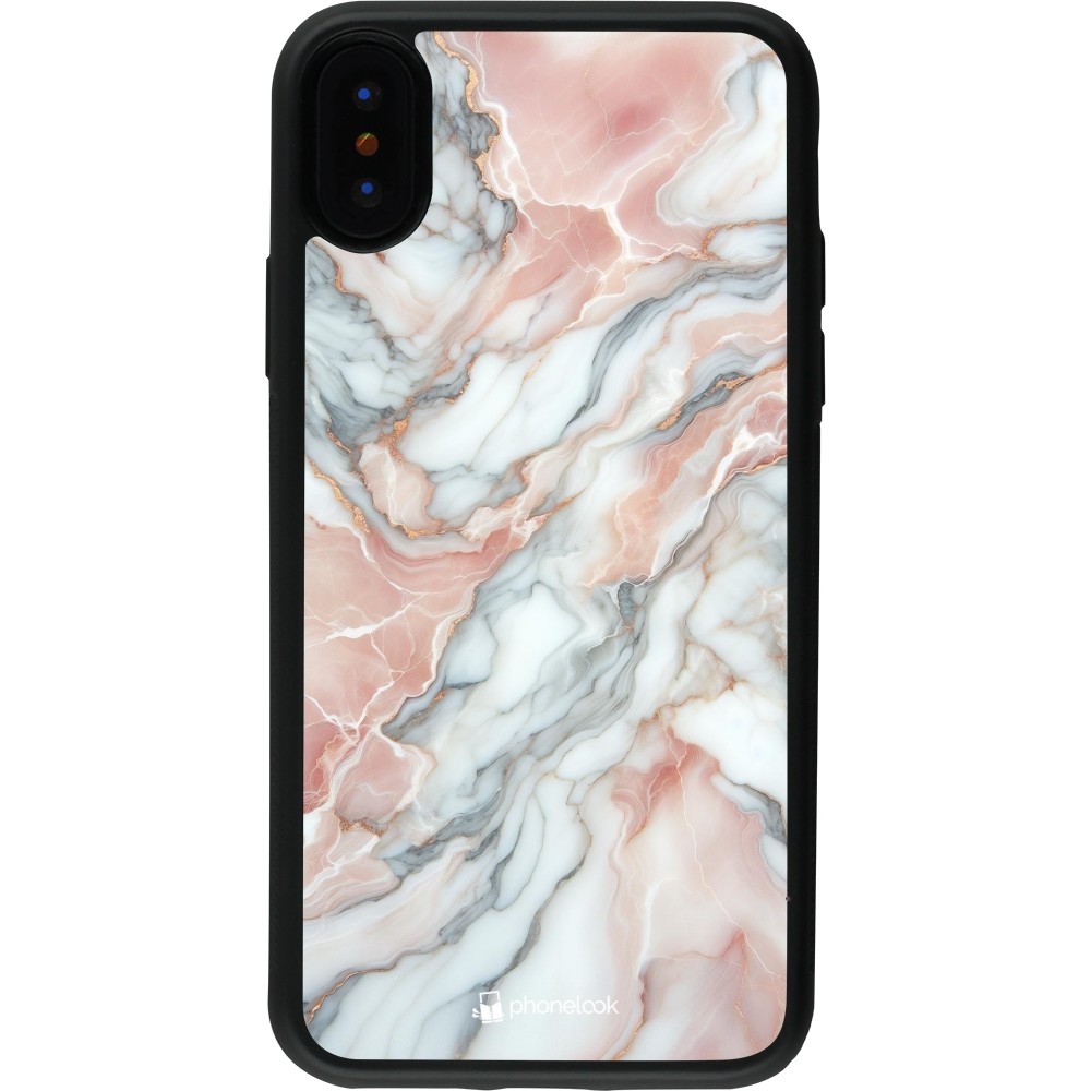 iPhone X / Xs Case Hülle - Silikon schwarz Rosa Leuchtender Marmor