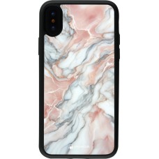 iPhone X / Xs Case Hülle - Silikon schwarz Rosa Leuchtender Marmor