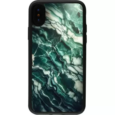 iPhone X / Xs Case Hülle - Silikon schwarz Majestätischer grüner Marmor