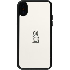 iPhone X / Xs Case Hülle - Silikon schwarz Minimal Häschen Süße