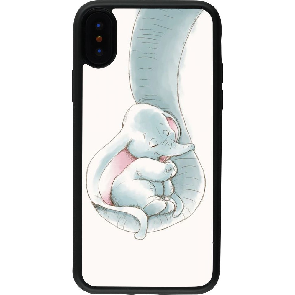 Coque iPhone X / Xs - Silicone rigide noir Mom 1903