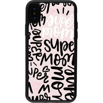iPhone X / Xs Case Hülle - Silikon schwarz Mom 2024 Super mom