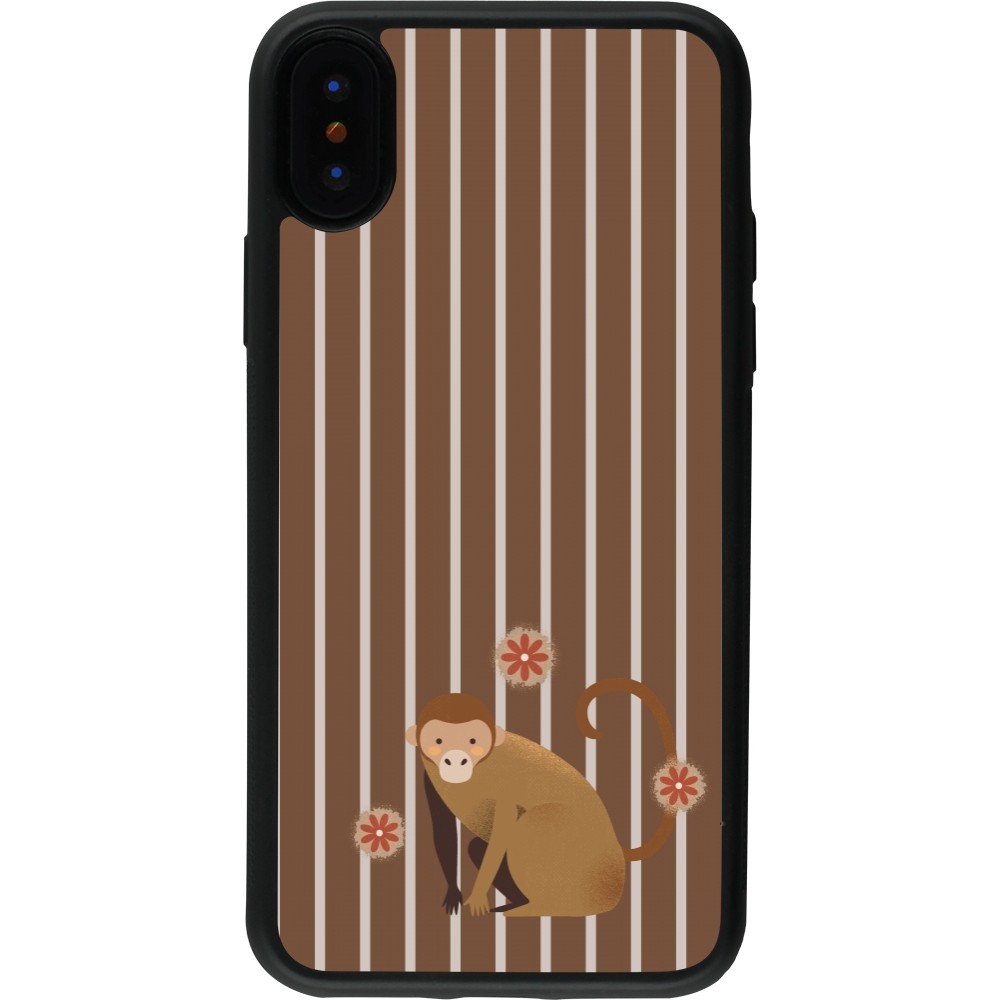 iPhone X / Xs Case Hülle - Silikon schwarz Monkey with stripes