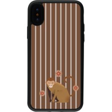 iPhone X / Xs Case Hülle - Silikon schwarz Monkey with stripes
