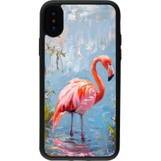 iPhone X / Xs Case Hülle - Silikon schwarz Paint Flamingo