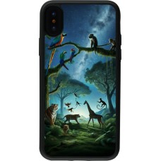 Coque iPhone X / Xs - Silicone rigide noir Paradis des animaux exotiques