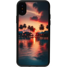 Coque iPhone X / Xs - Silicone rigide noir Paradis Maldives
