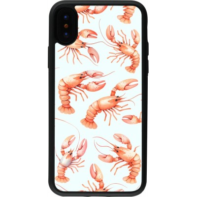 iPhone X / Xs Case Hülle - Silikon schwarz Muster von pastellfarbenen Hummern