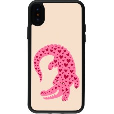Coque iPhone X / Xs - Silicone rigide noir Pink crocodile 2026
