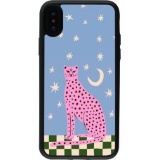 Coque iPhone X / Xs - Silicone rigide noir Pink leopard with stars 2026