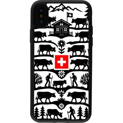 Coque iPhone X / Xs - Silicone rigide noir Poya Suisse 3