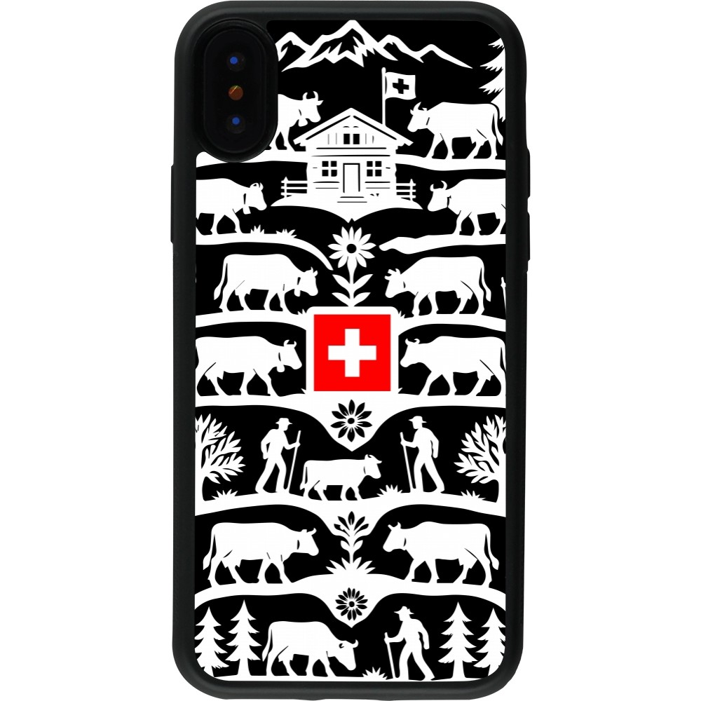 Coque iPhone X / Xs - Silicone rigide noir Poya Suisse 3 noir
