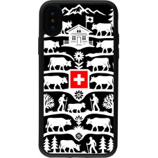 Coque iPhone X / Xs - Silicone rigide noir Poya Suisse 3 noir