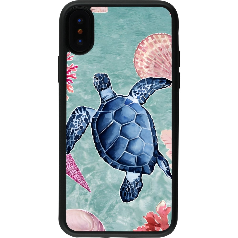 Coque iPhone X / Xs - Silicone rigide noir Preppy Turtle