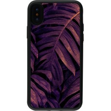 Coque iPhone X / Xs - Silicone rigide noir Purple Light Leaves