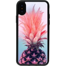 Hülle iPhone X / Xs - Silikon schwarz Purple Pink Pineapple