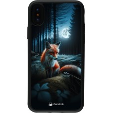 iPhone X / Xs Case Hülle - Silikon schwarz Fuchs Mond Wald