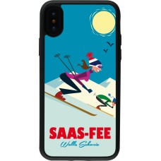 Coque iPhone X / Xs - Silicone rigide noir Saas-Fee Ski Downhill
