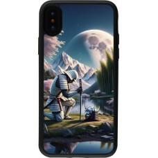 Coque iPhone X / Xs - Silicone rigide noir Samurai Katana Lune