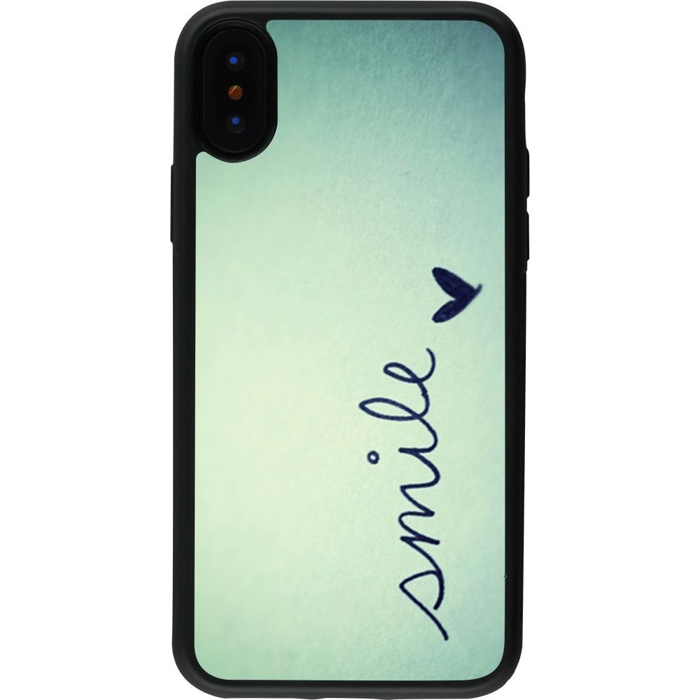 Coque iPhone X / Xs - Silicone rigide noir Smile