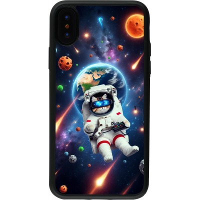 iPhone X / Xs Case Hülle - Silikon schwarz VR SpaceCat Odyssee