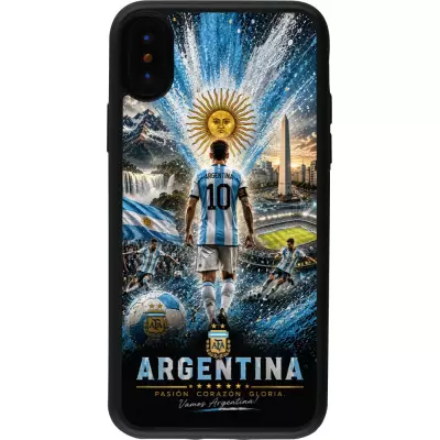 iPhone X / Xs Case Hülle - Silikon schwarz Fussball Argentinien splash 2026