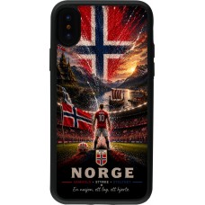 Coque iPhone X / Xs - Silicone rigide noir Football Norvège splash 2026