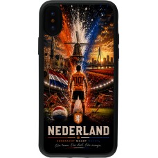Coque iPhone X / Xs - Silicone rigide noir Football Pays-Bas splash 2026