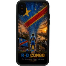 Coque iPhone X / Xs - Silicone rigide noir Football République démocratique du Congo splash 2026