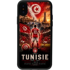 Coque iPhone X / Xs - Silicone rigide noir Football Tunisie splash 2026