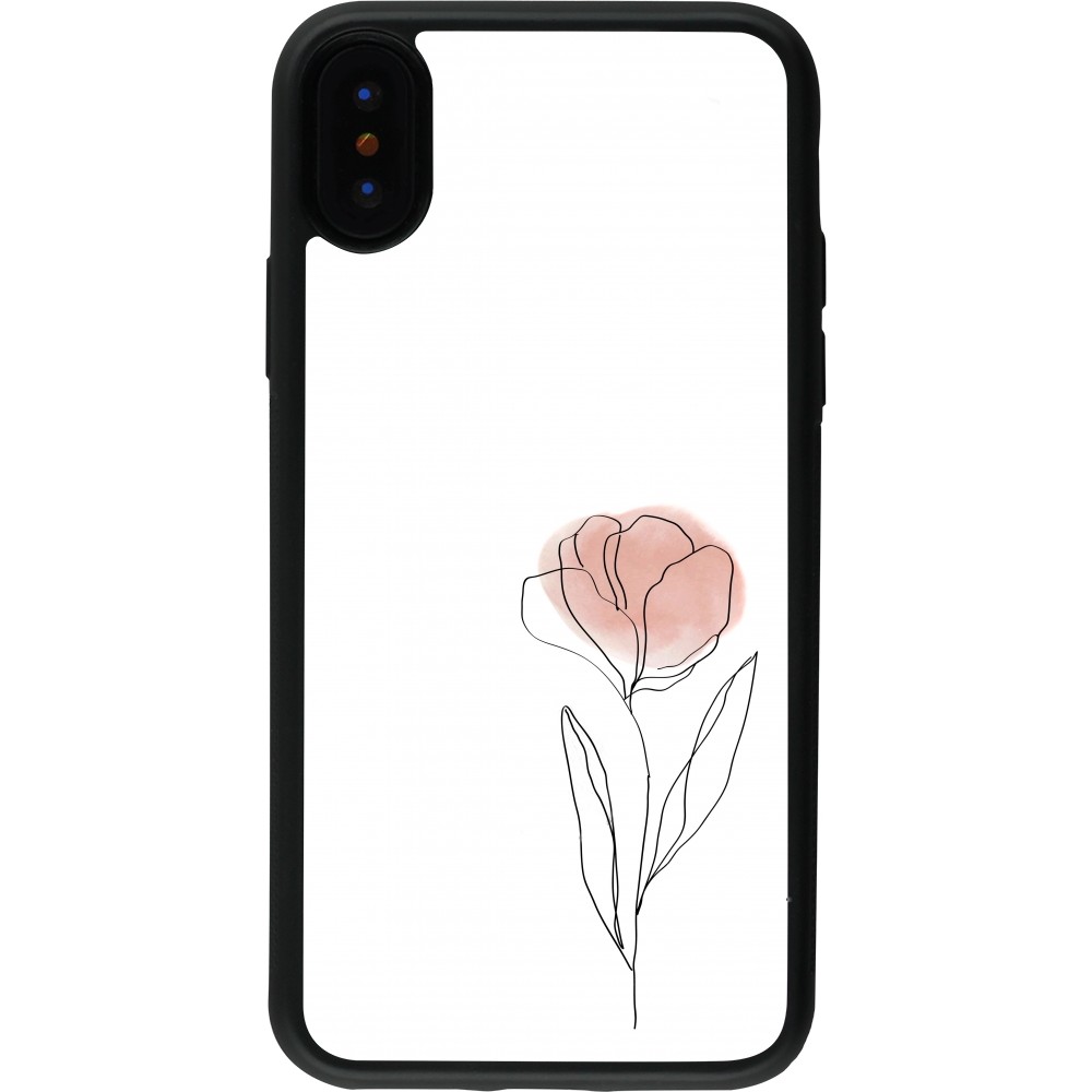 iPhone X / Xs Case Hülle - Silikon schwarz Spring 23 minimalist flower