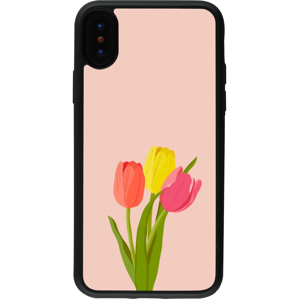 iPhone X / Xs Case Hülle - Silikon schwarz Spring 23 tulip trio