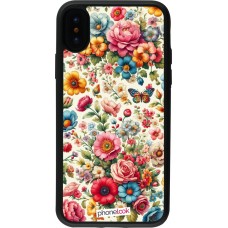 Coque iPhone X / Xs - Silicone rigide noir Spring 25 printemps fleuri