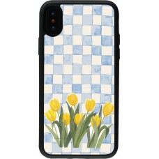 Coque iPhone X / Xs - Silicone rigide noir Blue vichy tulips Spring 2026