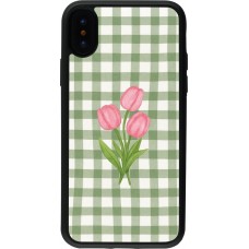 iPhone X / Xs Case Hülle - Silikon schwarz Green vichy tulips Spring 2026