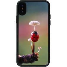 Coque iPhone X / Xs - Silicone rigide noir Ladybird on a mushroom Spring 2026