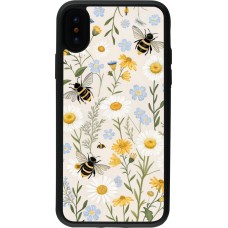 Coque iPhone X / Xs - Silicone rigide noir Pattern bees Spring 2026