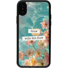 Coque iPhone X / Xs - Silicone rigide noir Summer 2025 Grow with the flow